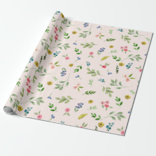 Frühlings-Aquarell-Blumenhochzeits-Packpapier Geschenkpapier