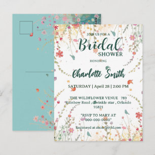 Frühlings-Aquarell-Vögel Florale Wildblumen Name Postkarte