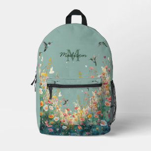 Frühlings-Aquarell-Vögel Florales Monogramm Wildbl Bedruckter Rucksack