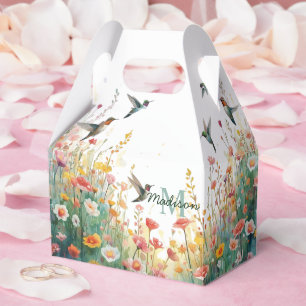 Frühlings-Aquarell-Vögel Florales Monogramm Wildbl Geschenkschachtel