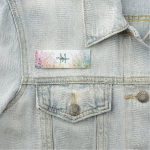 Frühlings-Aquarell-Vögel Florales Monogramm Wildbl Namensschild