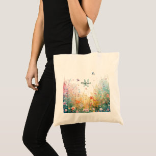 Frühlings-Aquarell-Vögel Florales Monogramm Wildbl Tragetasche