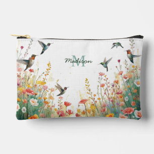 Frühlings-Aquarell-Vögel Florales Monogramm Wildbl Zubehörtasche