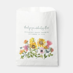 Frühlings-Aquarell-Wildblumen-Blumen-Baby-Party  Geschenktütchen