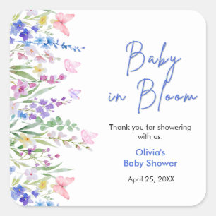 Frühlings-Baby-Blumen-Babyshower Quadratischer Aufkleber
