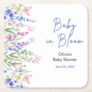 Frühlings-Baby-Party 'Baby in Bloom' Rechteckiger Pappuntersetzer