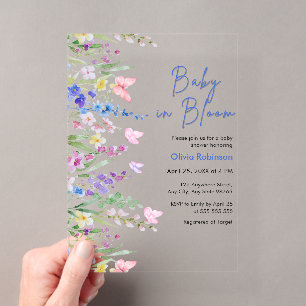 Frühlings-Baby-Party 'Baby in Blüte' Acryleinladungen