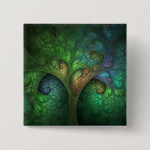 Frühlings-Baum-Quadrat-Knopf Button