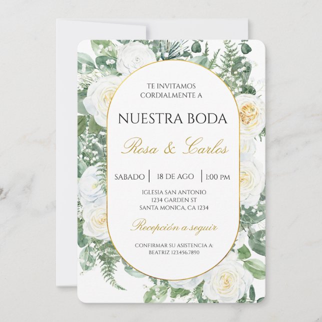 Frühlings-Blumen-Boho-Spanische Hochzeit Einladung (Vorderseite)