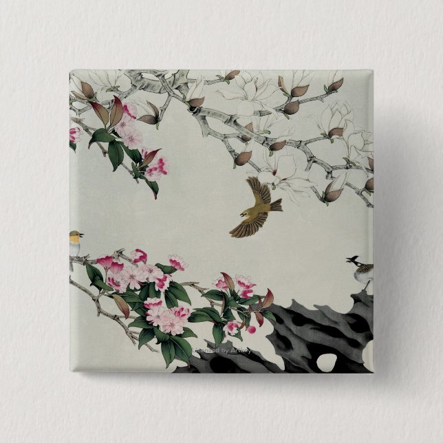 Frühlings-Blumen Button (Vorderseite)