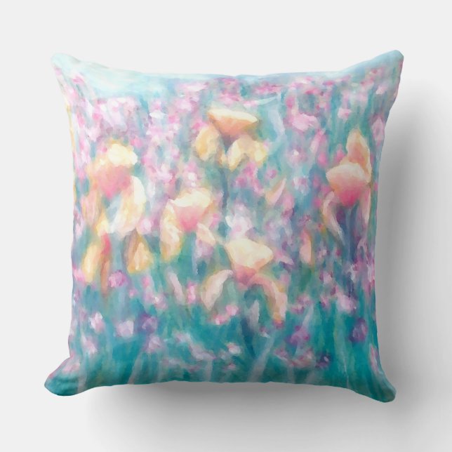 Frühlings-Blumen-Garten-Iris-weiches Pastellkissen Kissen (Vorderseite)