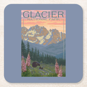 Frühlings-Blumen - Gletscher-Nationalpark, M.Ü. Rechteckiger Pappuntersetzer