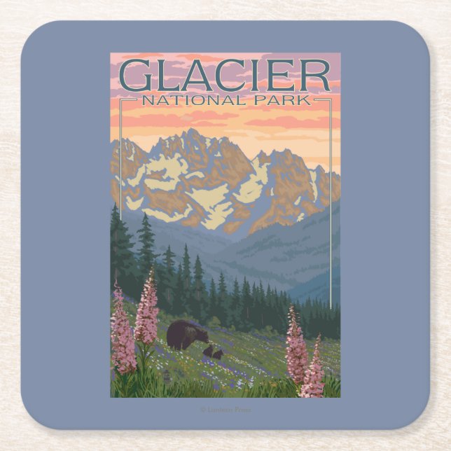 Frühlings-Blumen - Gletscher-Nationalpark, M.Ü. Rechteckiger Pappuntersetzer (Vorderseite)
