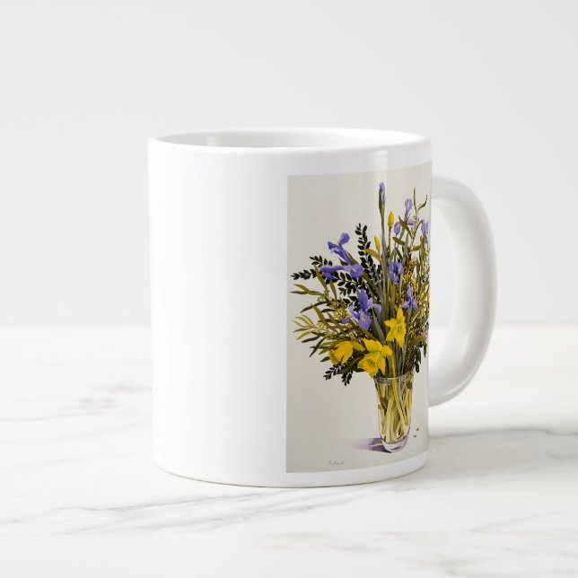 Frühlings-Blumen Jumbo-Tasse (Vorderseite Rechts)
