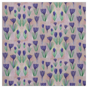 Frühlings-Blumen, lila Krokus-Illustrations-Geweb Stoff