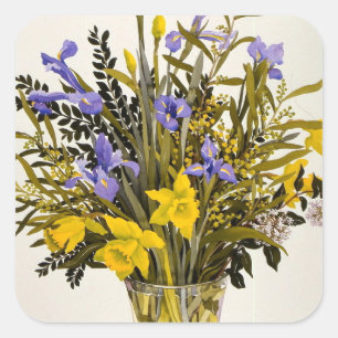 Frühlings-Blumen Quadratischer Aufkleber