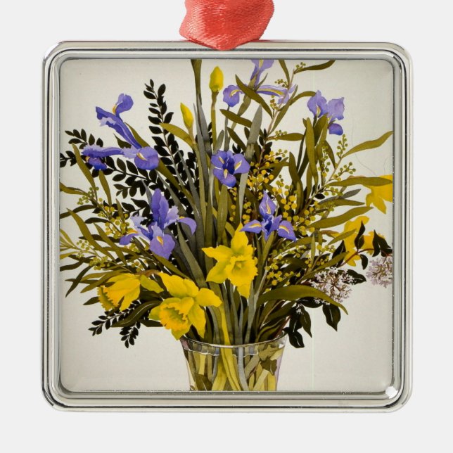 Frühlings-Blumen Silbernes Ornament (Vorne)
