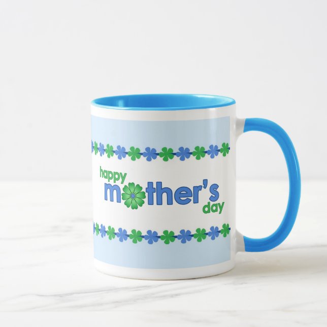 Frühlings-Blumen-Tasse der Mutter Tagesblaue Tasse (Rechts)