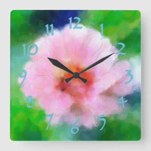Frühlings-Blumen-Uhr Quadratische Wanduhr