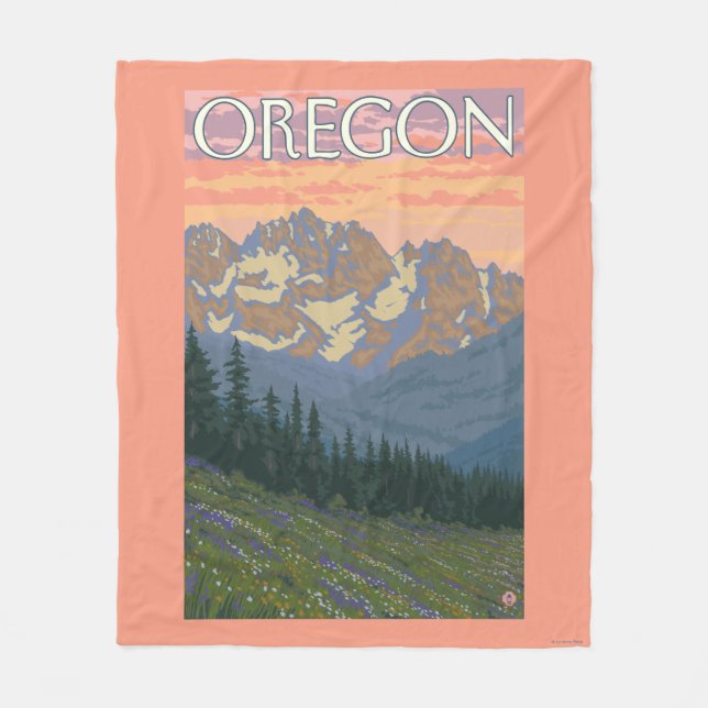 Frühlings-Blumen-Vintages Reise-Plakat Fleecedecke (Vorderseite)