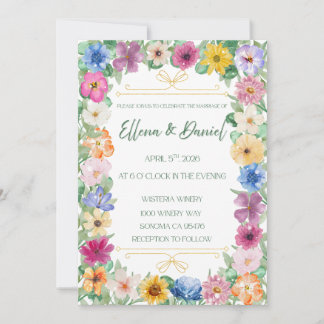 Frühlings-Blumen-Wildblumen-Hochzeitseinladung Einladung