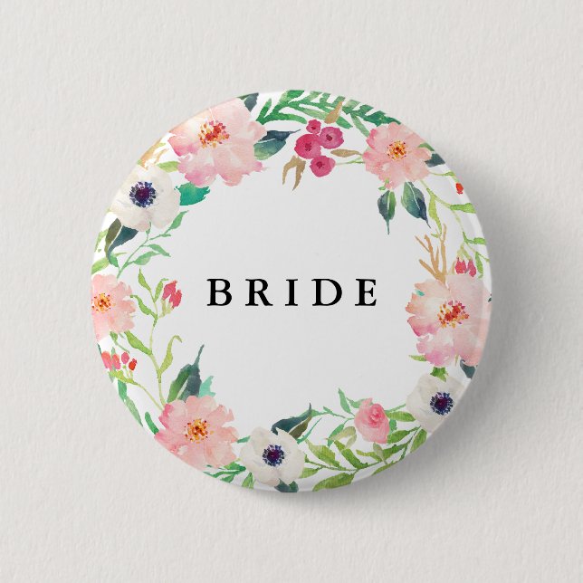 Frühlings-Blumenbraut-Brautparty-Hochzeit Button (Vorderseite)