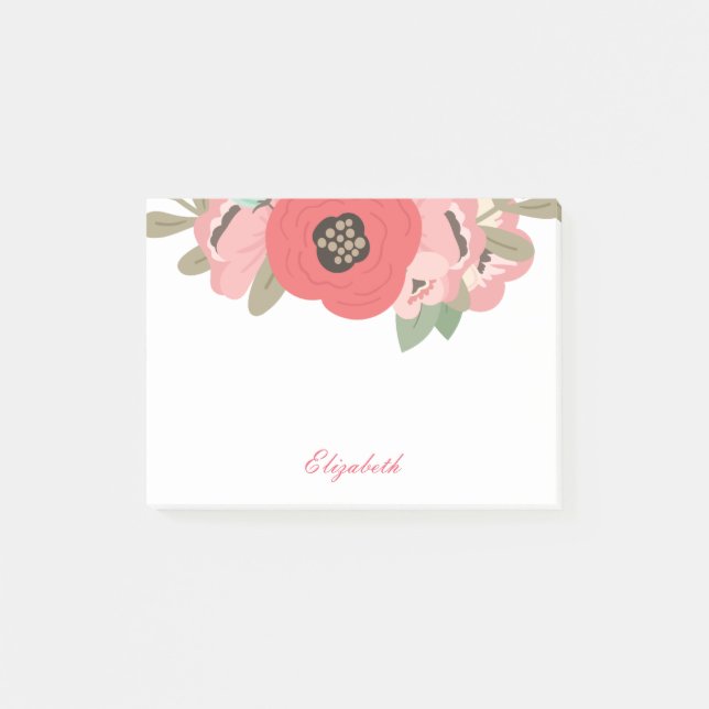 Frühlings-Blumenindividueller Name Post-it Klebezettel (Vorderseite)