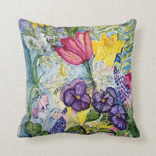 Frühlings-Blumenpansy-Narzissenpastelle Kissen