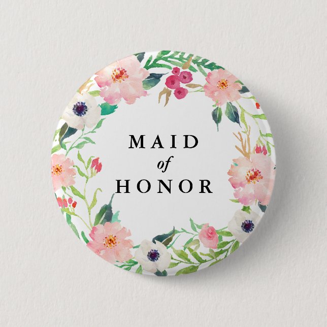 Frühlings-BlumenTrauzeugin-Hochzeit Button (Vorderseite)