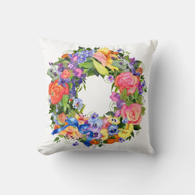 Frühlings-Blumewreath-Kissen Kissen (Vorderseite)