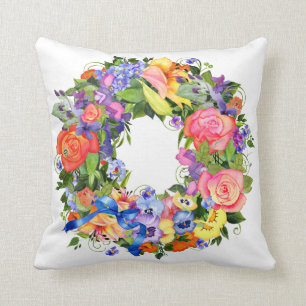 Frühlings-Blumewreath-Kissen Kissen
