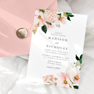 Frühlings-Blush-Blumenstrauß-Hochzeit Einladung