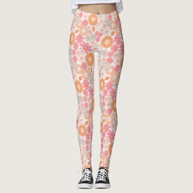 Frühlings-Boho-Blumen 1 Leggings (Vorderseite)