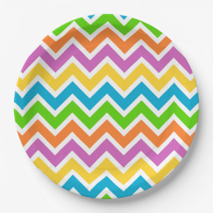 Frühlings-Chevron-Papierteller Pappteller