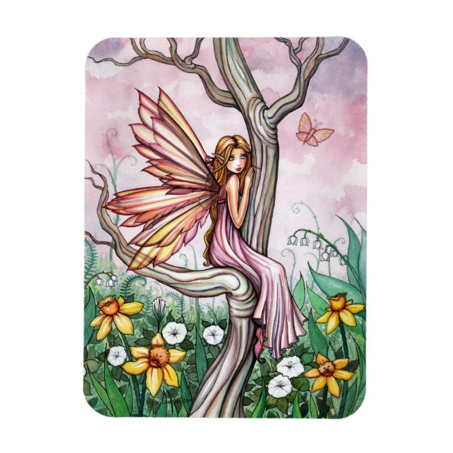 Frühlings-Daffodil-Blumen-Fee-Magnet Magnet (Vertikal)