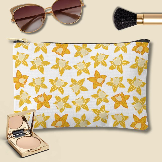 Frühlings-Daffodil-Muster Zubehörtasche (Spring daffodil yelllow floral cosmetic pouch)