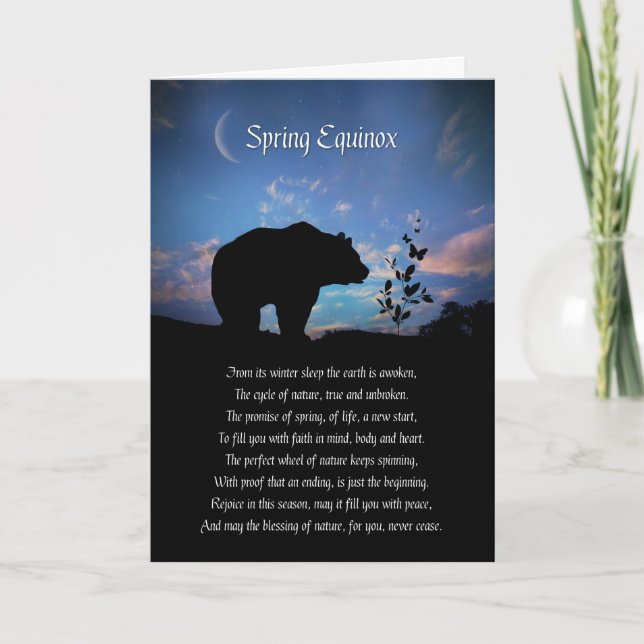Frühlings-Equinox-Ostara-Bär und Segen Karte (Vorderseite)