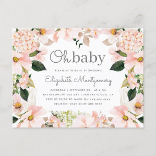 Frühlings-erröten BlumenKranz-oh Babyparty Einladungspostkarte