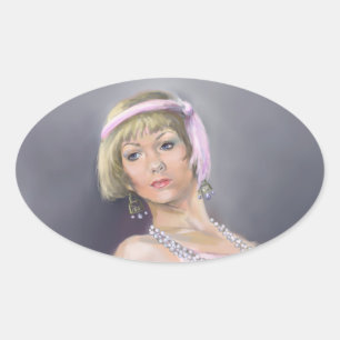 Frühlings-Flapper-Oval-Aufkleber Ovaler Aufkleber