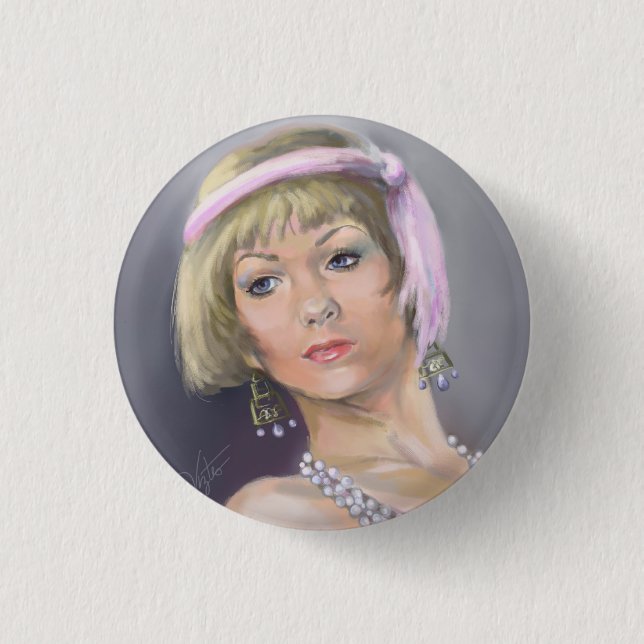 Frühlings-Flapper-Porträt-Button Button (Vorderseite)