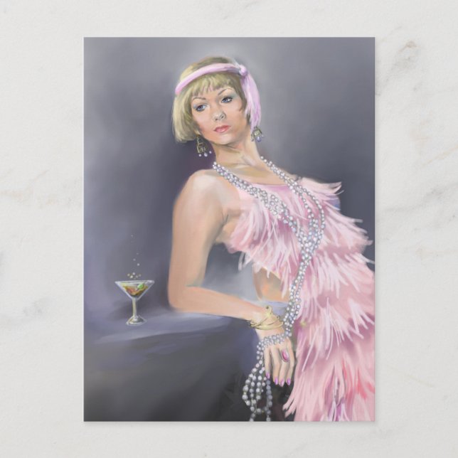Frühlings-Flapper-Postkarte Postkarte (Vorderseite)