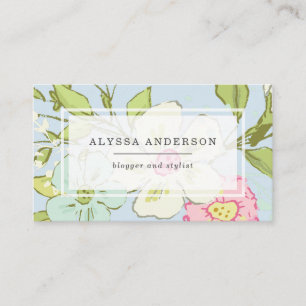 Frühlings-Garten in modischem Blumen des Blau-  Visitenkarte
