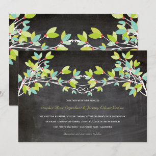 Frühlings-Grün geknotete Liebe-Baum-Tafel-Hochzeit Einladung