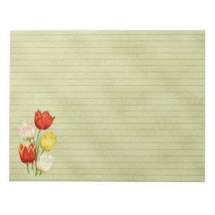 Frühlings-Grün gezeichnet mit Tulpen Notizblock