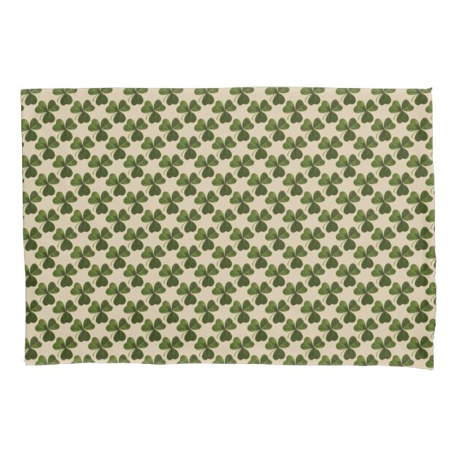 Frühlings-grünes irisches Kleeblatt-Muster Kissenbezug (Vorderseite)