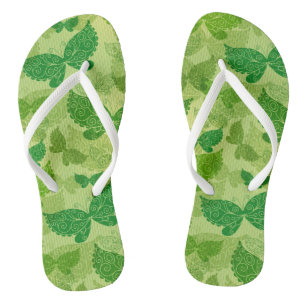 Frühlings-grünes Muster Flip Flops