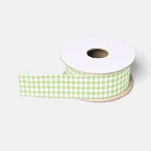 Frühlings-grünes und weißes Gingham-Muster-Band Ripsband