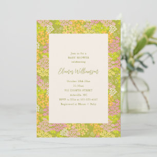 Frühlings-Kalkgrüne Blumen-Baby-Shower-Einladung Einladung