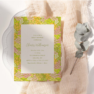 Frühlings-Kalkgrüne Blumen-Baby-Shower-Einladung Einladung