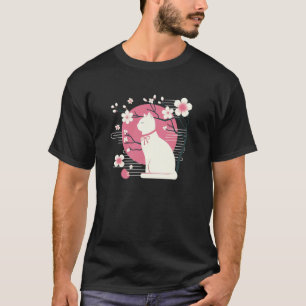 Frühlings-Kirschblüten, Sakura mit süßer Katze T-Shirt
